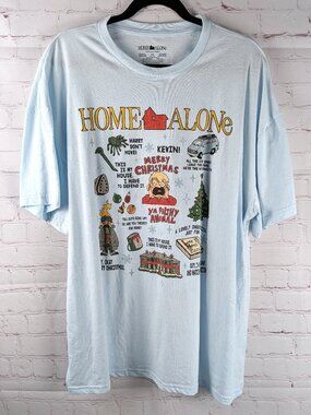 Home Alone Movie Quotes Light Blue Graphic Tee XXL